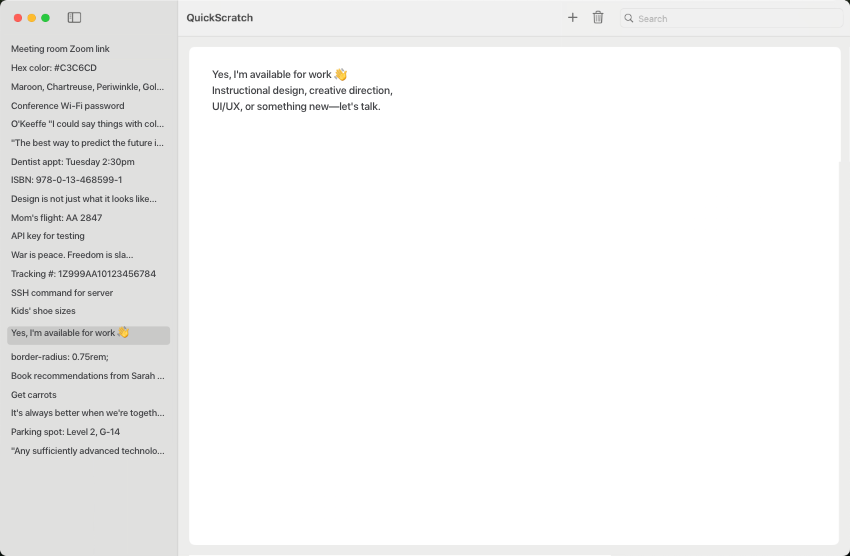 QuickScratch App Screenshot